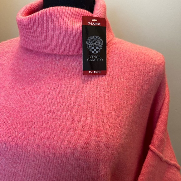 VINCE CAMUTO Pop Pink Easy Going Turtleneck - Picture 3 of 3